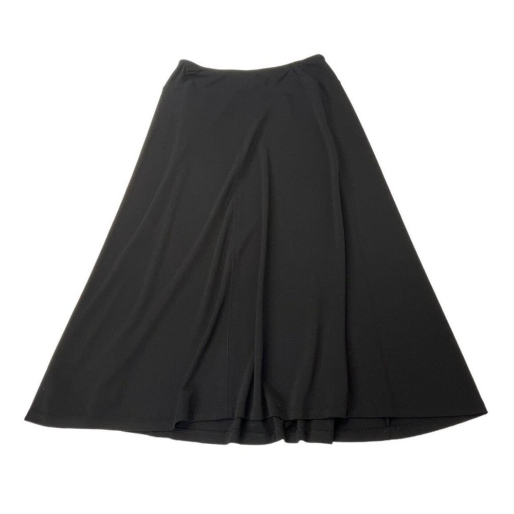 Chicos Slinky Stretch Skirt Black 2 Large 12 Knit Long Maxi Flowy Career Stretch